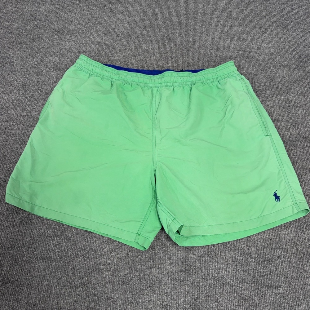 Polo Ralph Lauren Swim Trunks Shorts Men XL Green Mesh Lined 5" Inseam Pony